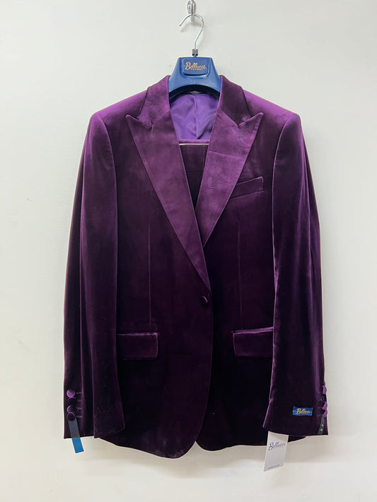 Bellucci Ultra Slim Fit Fashion Velvet Tuxedo - Purple