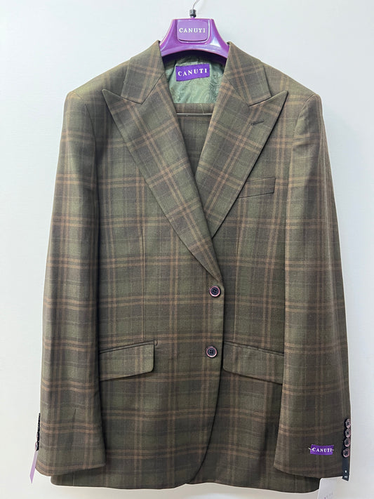 CANUTI Leo - 3 Piece Suit - Olive Windowpane