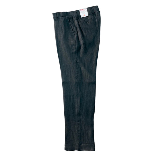INSERCH - Flat Front 100% Linen Pants - Black