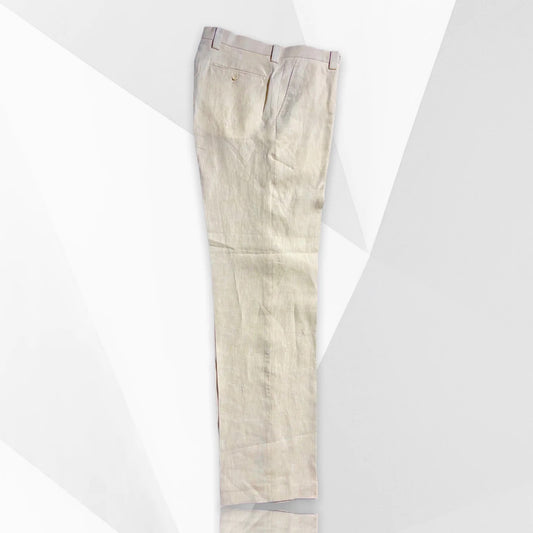 INSERCH - Flat Front 100% Linen Pants - Oatmeal