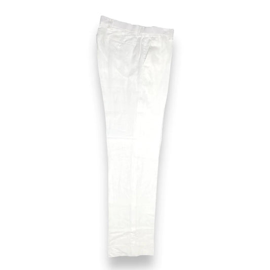 INSERCH - Flat Front 100% Linen Pants - White