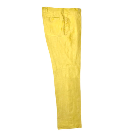 INSERCH - Flat Front 100% Linen Pants - Yellow